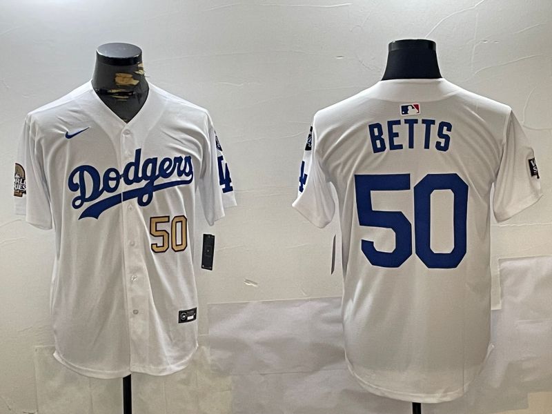 Men Los Angeles Dodgers 50 Betts White Game 2024 Nike MLB Jersey style 11204